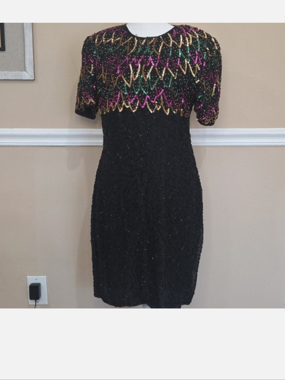 Vintage Stenay Beaded Sequined Multi Colored Dress size M JENNYFER - Picture 15 of 15